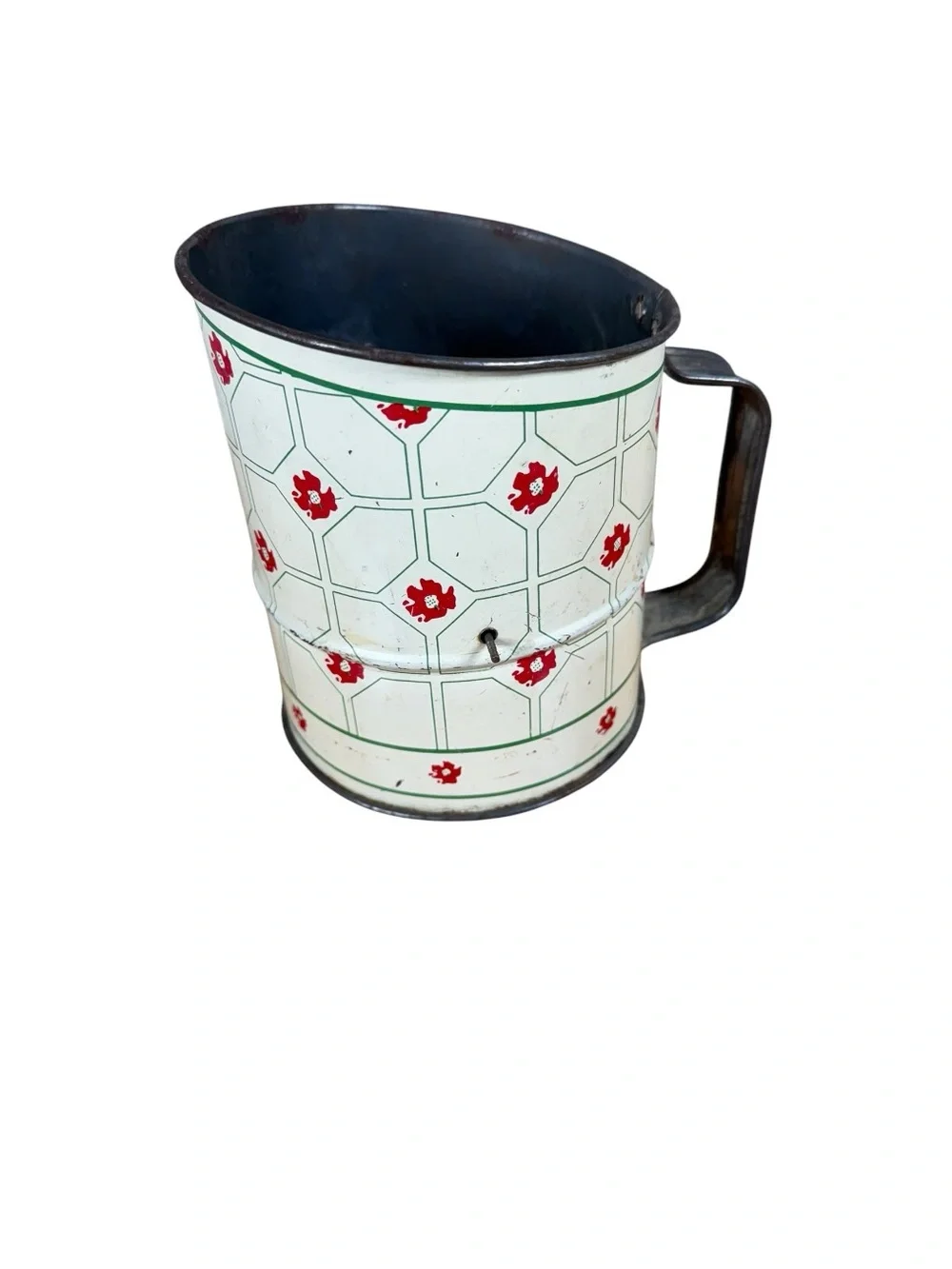 Vintage Floral Hand-Operated Flour Sifter